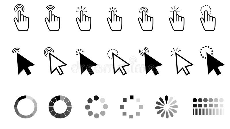 Click Pointer Icon. Cursor Click, Hand Clicks and Load Waiting Icons ...