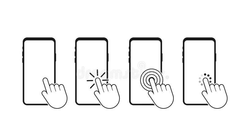 Click smartphone. Empty screen, phone mockup. Device mockup. Cursor icon vector. Hand pointer vector stock illustration. vector illustration