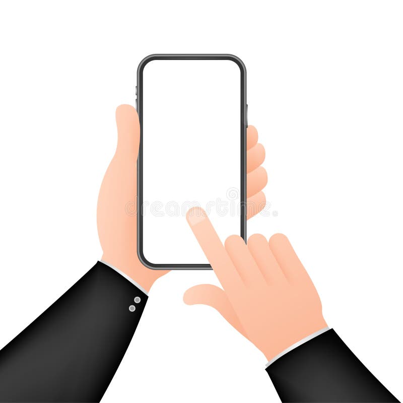 Click smartphone. Empty screen, phone mockup. Device mockup. Cursor icon vector. Hand pointer vector stock illustration. vector illustration