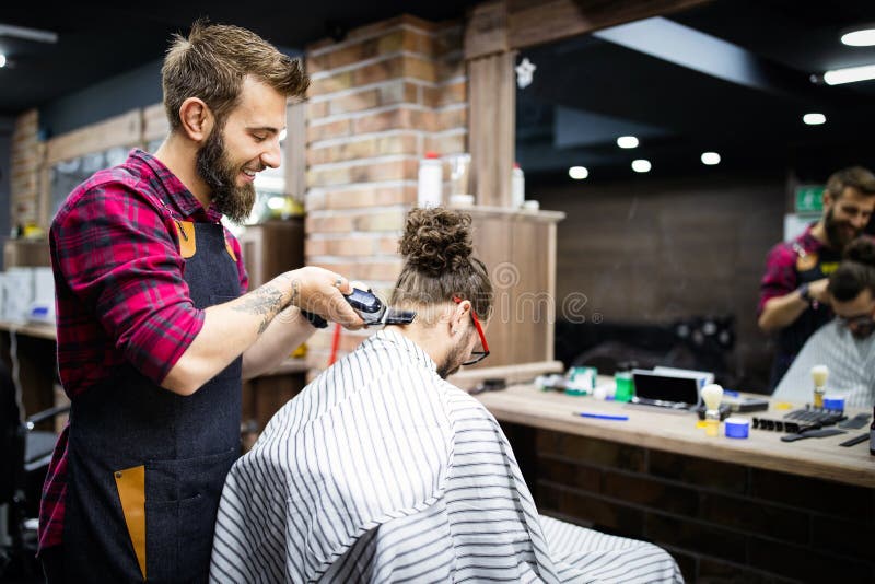 Client during Beard and Moustache Grooming in Barber Shop Stock Photo Image of haircut, hand