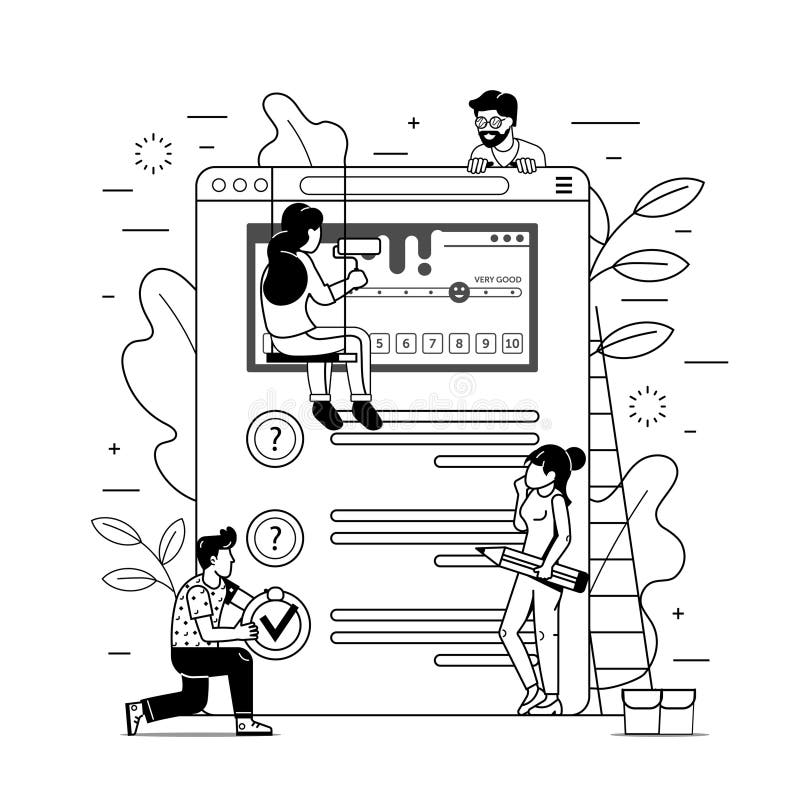 Client Survey Concept in Line Art Style stock illustration