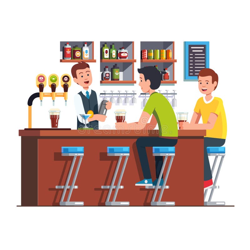 Cliente del servizio del barista Barista che fa cocktail royalty illustrazione gratis Cliente del servizio del barista Barista che fa cocktail royalty illustrazione gratis
