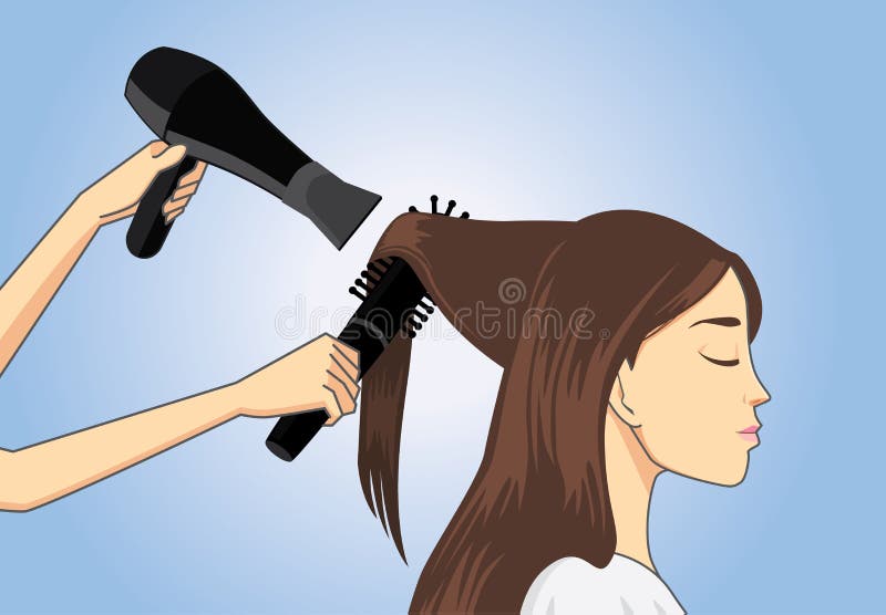 Cliente para conseguir un brushing del salón stock de ilustración Cliente para conseguir un brushing del salón stock de ilustración
