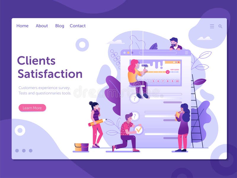 Clients Satisfaction and Feedback Survey Web Banner stock illustration