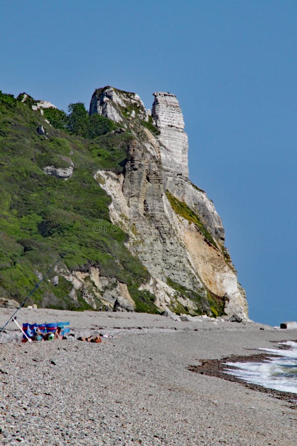 The Cliff at Beer Head Viewed from Beach in Devon Stock