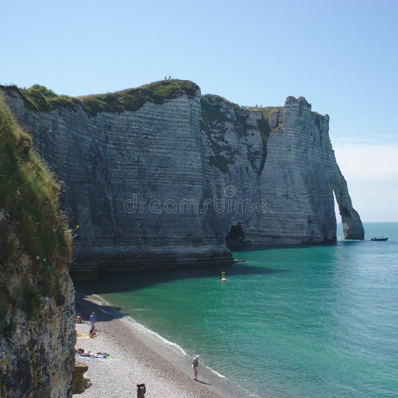 Cliff of Etretat seen from the beach, Normandy, France