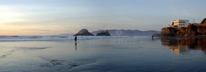 Panorama of a beach by the Cliff House, San Francisco. Panorama of a beach by the Cliff House, San Francisco.