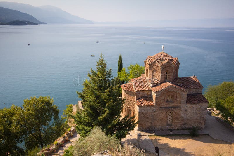 Cliff-top church at Lake Ohrid, Macedonia