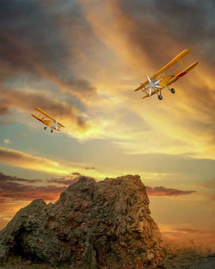 Cliff and Two Old Aircraft, Background Image for Editing Stock Image -  Image of clouds, outdoors: 171408599