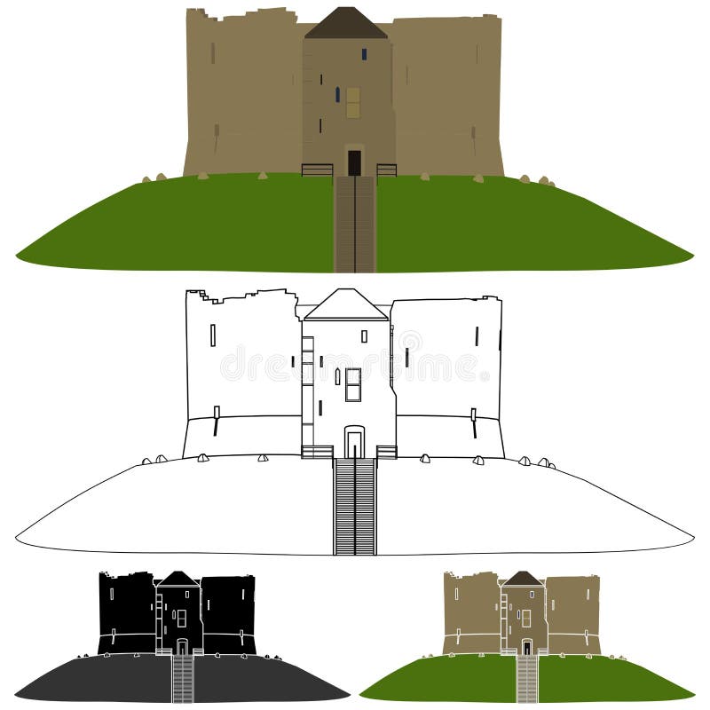 Cliffords Tower in front view. Vector art.