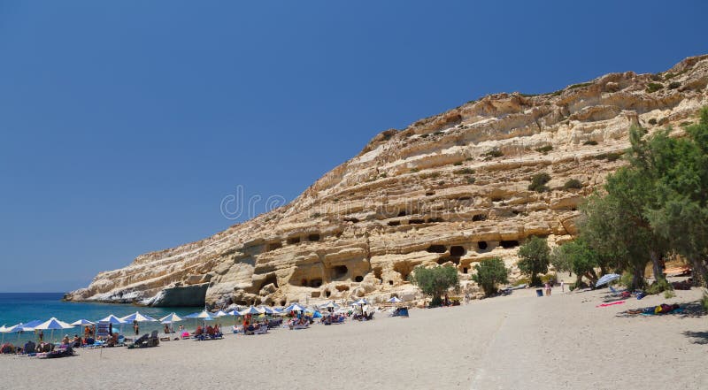 Famous Beach Matala, Greece Crete