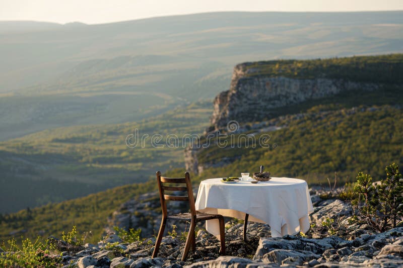Cliffside Sunset Dining with a View royalty free stock photography