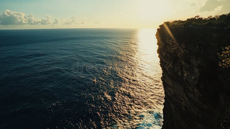 Cliffside Sunset Over the Ocean stock images