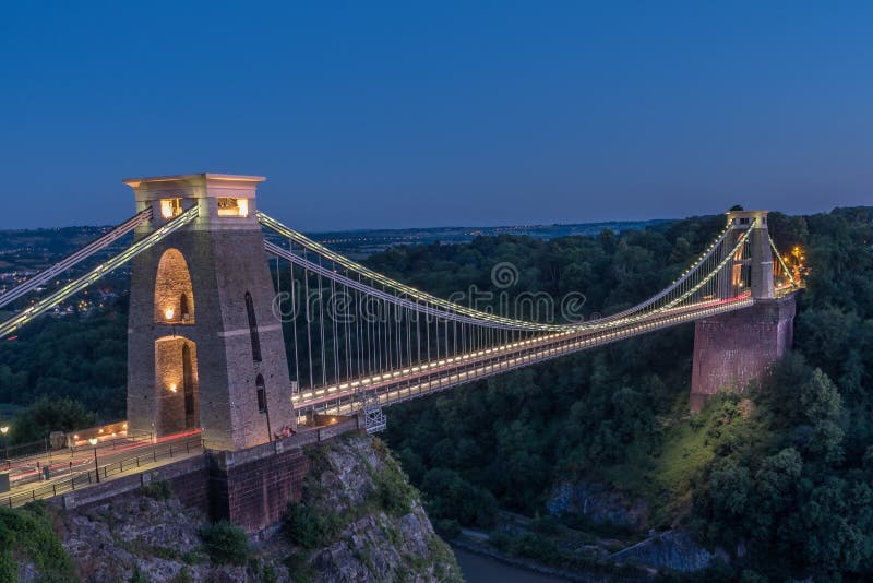 Clifton Suspension Bridge Surrounded by Greenery in the Evening in