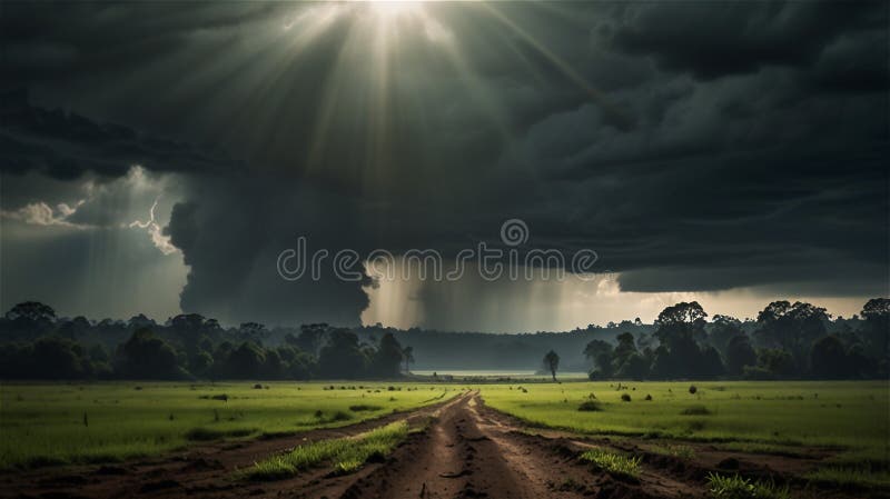 Climate Change Impact Dual Landscape Transition Stock Illustration