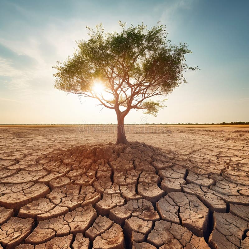 Climate Change: Tree on Drought Ridden Land Generative AI Stock Climate Change: Tree on Drought Ridden Land Generative AI Stock