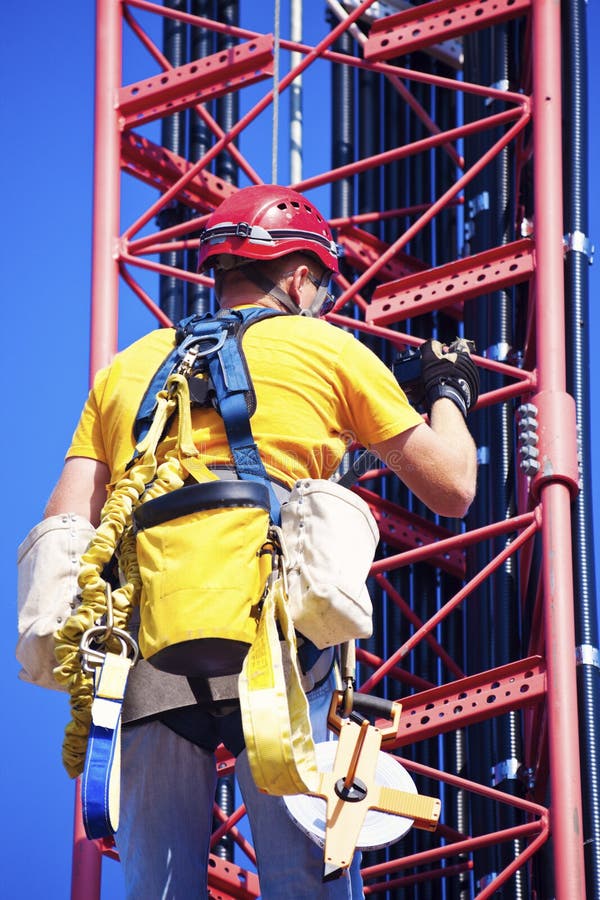 Climber Ascending the Cellular Tower Stock Photo Image of tower