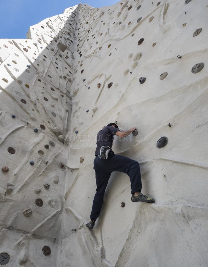 Climber at climbing wall