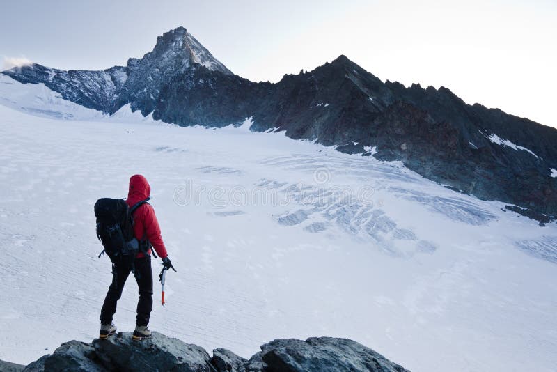 Climber mountain peak royalty free stock image