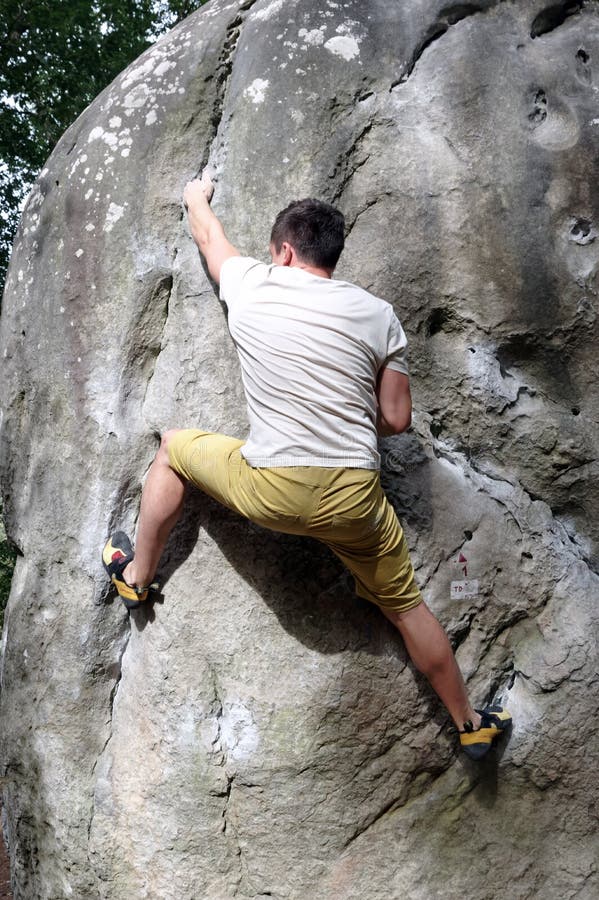 Rock Climbing Silhouette in Fontainebleau Forest Stock Photo Image of