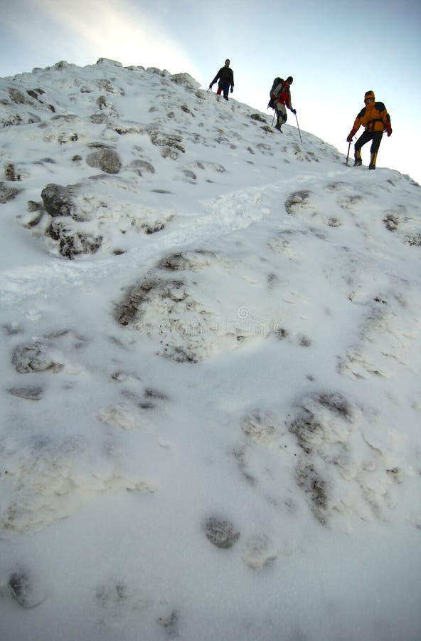 Climbers descending the mountain.