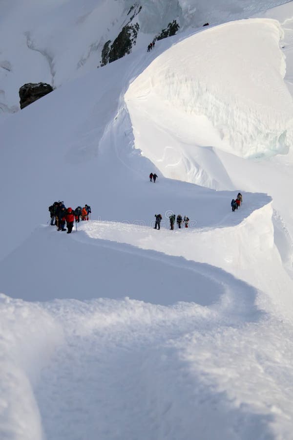 Climbers in high mountains