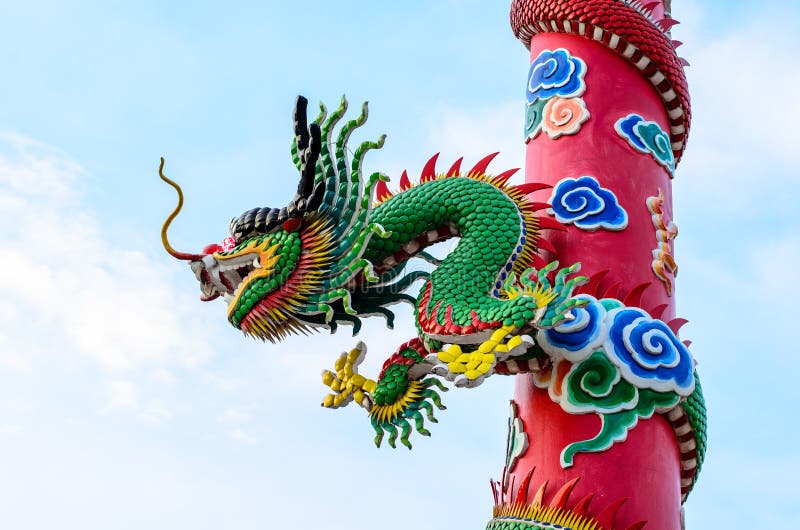 Dragon climbing pole stock image. Image of feng, golden 18954289