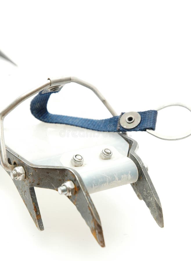 Climbing equipment - Ice crampons royalty free stock image