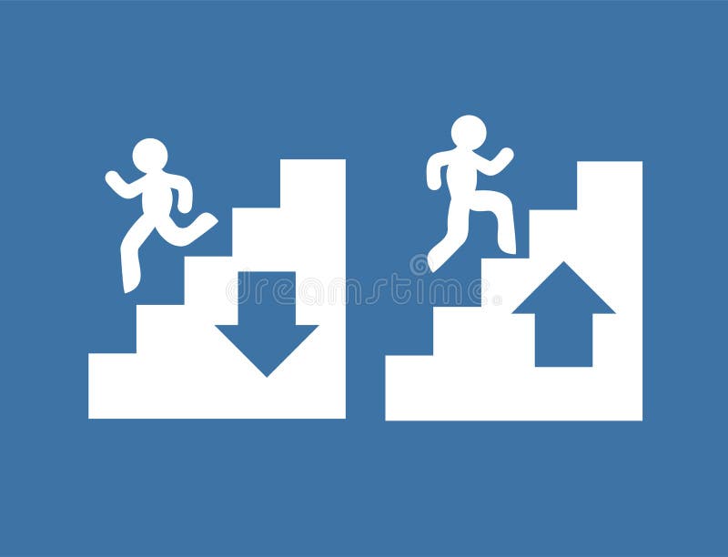 Climbing and Going Down Stairs Symbols Stock Vector Illustration of
