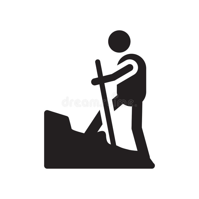 Climbing with Rope Icon Vector Sign and Symbol Isolated on White