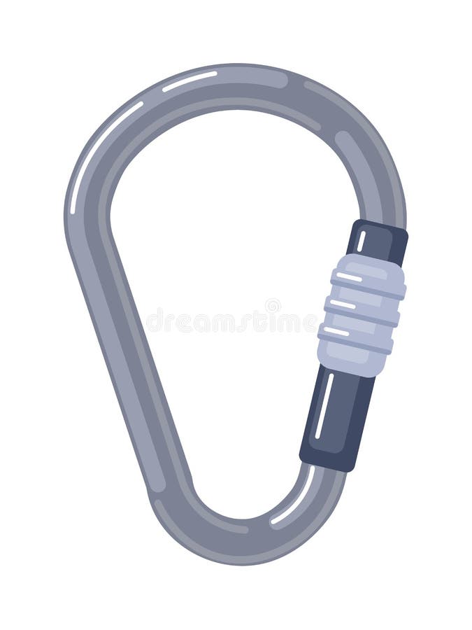 Climbing Safety Carabiner Isolated on White Background Stock Vector