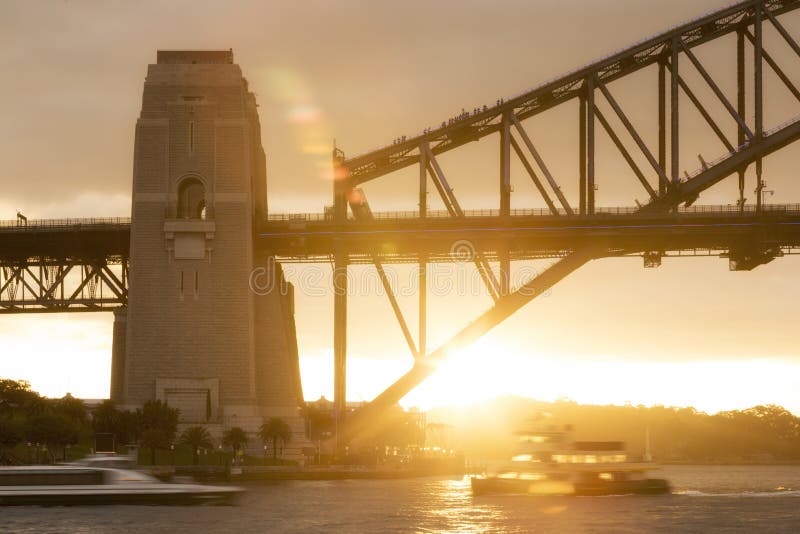 Climbing the Sydney Harbour Bridge at sunset