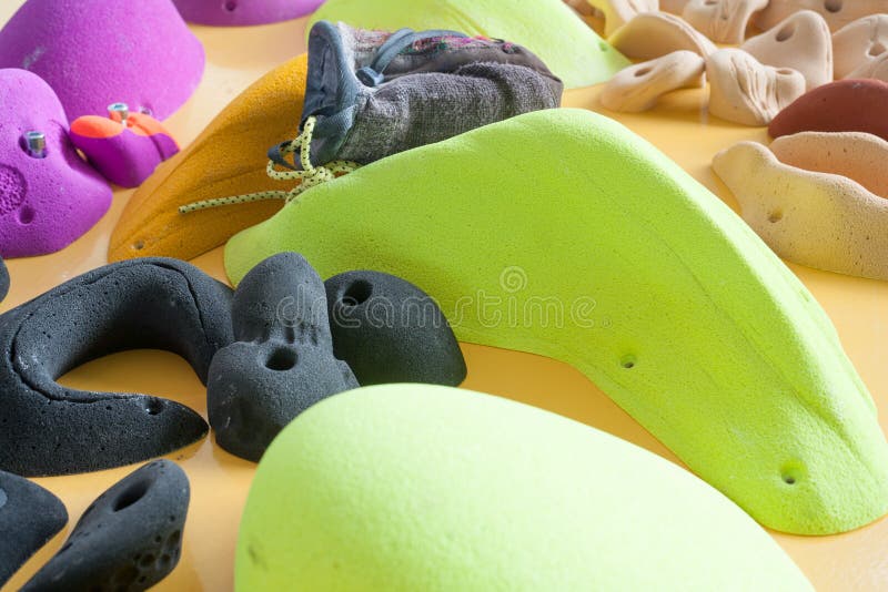 Climbing Wall, Multicolored Elements of Artificial Climbing Elements