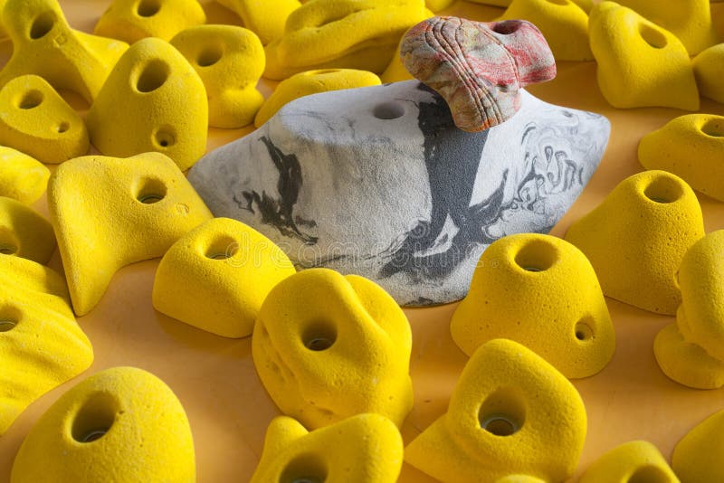 Climbing Wall, Multicolored Elements of Artificial Climbing Elements