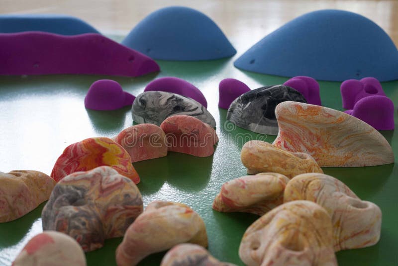 Climbing Wall, Multicolored Elements of Artificial Climbing Elements