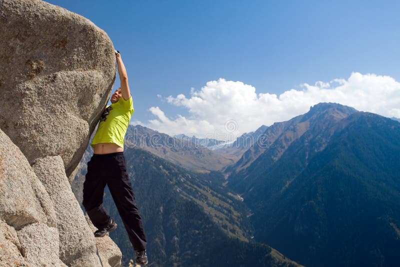 Rock climber rappelling. stock image. Image of hold, climb - 6202743