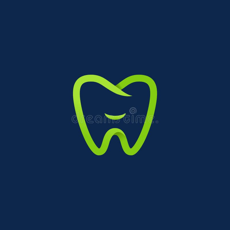 Clinica dentistica, logo a dente nastro con simbolo di simbolo di sorriso illustrazione di stock Clinica dentistica, logo a dente nastro con simbolo di simbolo di sorriso illustrazione di stock