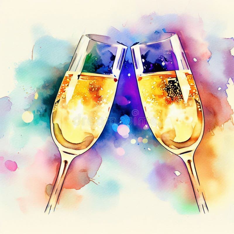 Two Champagne Glasses Toasting Painting by Ikon Images - Fine Art America