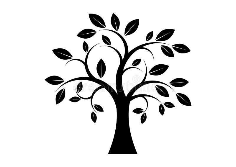 Clip art de la silueta del negro del árbol de la decoración