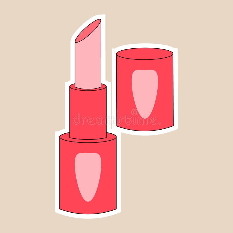 Clip Art Drawn Pink Lipstick Sticker Women S Cosmetics Stock Vector