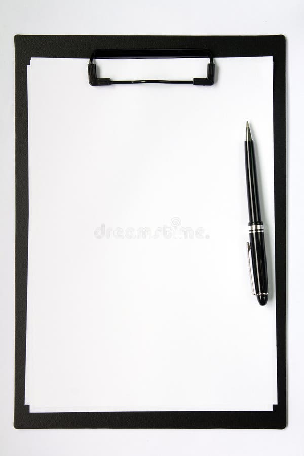 Black color clip board with blank paper and ball pen. Board survey stock images, royalty-free photos and pictures