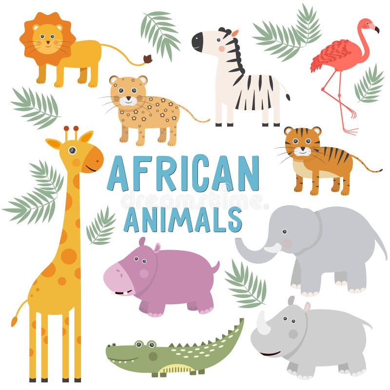 Clipart animals africa set stock illustration. Illustration of  illustrations - 209631504