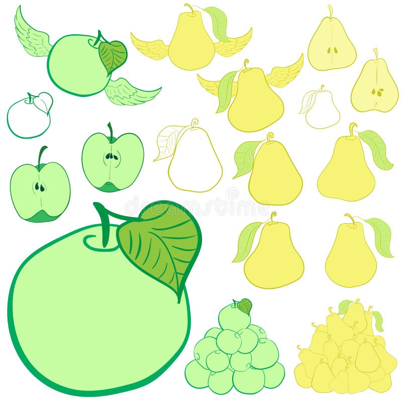Clipart apples and pears stock vector. Illustration of green 58177142