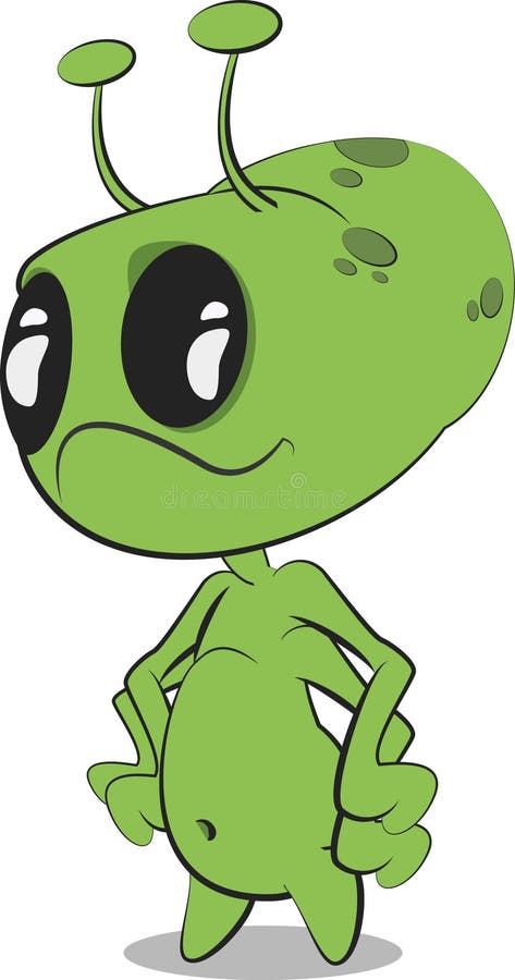 um alienígena verde com um personagem de desenho animado de olhos grandes  em fundo branco 2288422 Vetor no Vecteezy