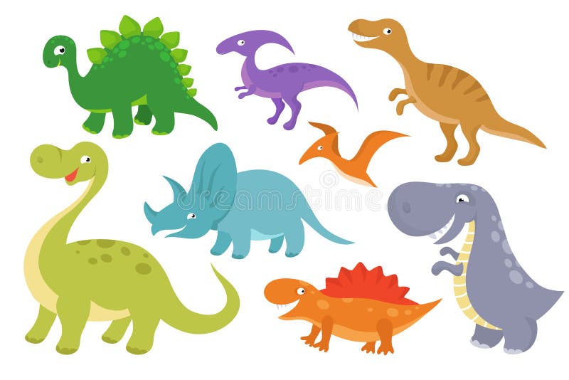 Grupo De Coleções Dos Dinossauros Dos Desenhos Animados Ilustração do Vetor  - Ilustração de criatura, dinossauro: 78959514