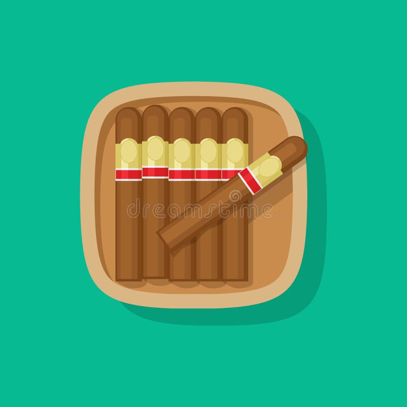 Clipart de diseño de caricatura plana con icono de cigar cuban o portador de caja de madera