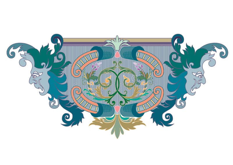Clipart der blauen, grünen und korallenroten Entwurfs-Verzierung mit Masken vektor abbildung Clipart der blauen, grünen und korallenroten Entwurfs-Verzierung mit Masken vektor abbildung
