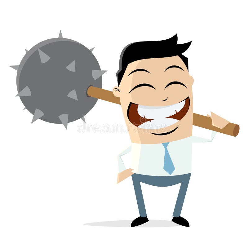 Evil businessman with morning star vector illustration Evil businessman with morning star vector illustration