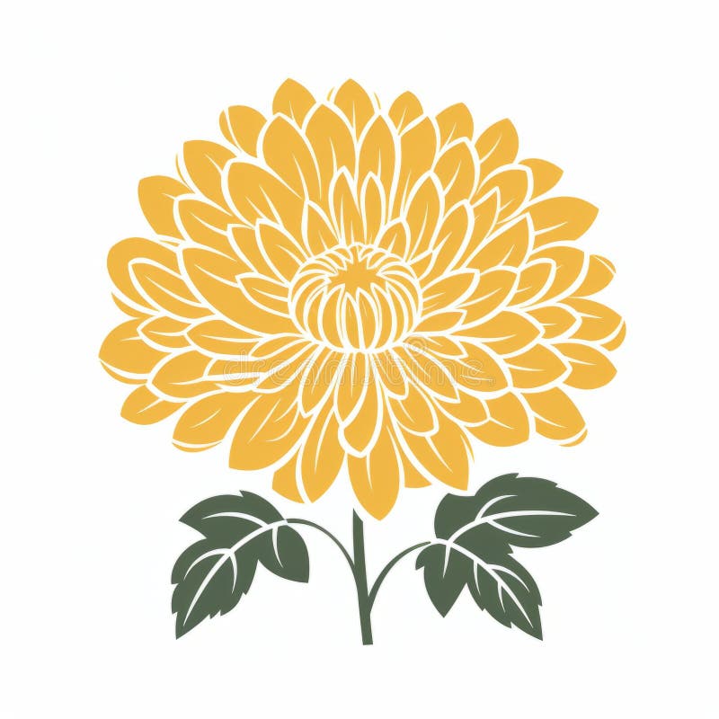 Chrysanthemum Silhouette Vector Flat Simple Identification Symbol Stock