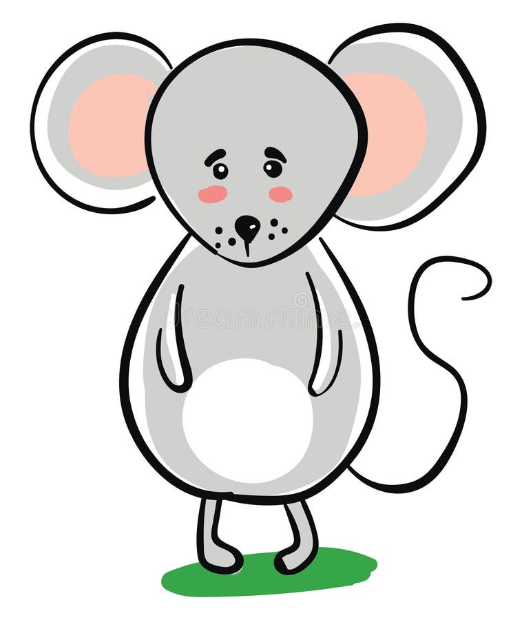 Clipart of a sad mouse set on isolated white background vector or color illustration